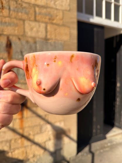 Handmade Speckled Pink Jumbo Boob Mug