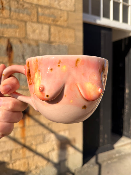 Handmade Speckled Pink Jumbo Boob Mug