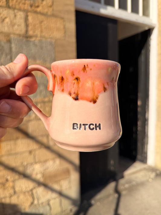 Handmade Sweary Miriam Mug Pink  - BITCH