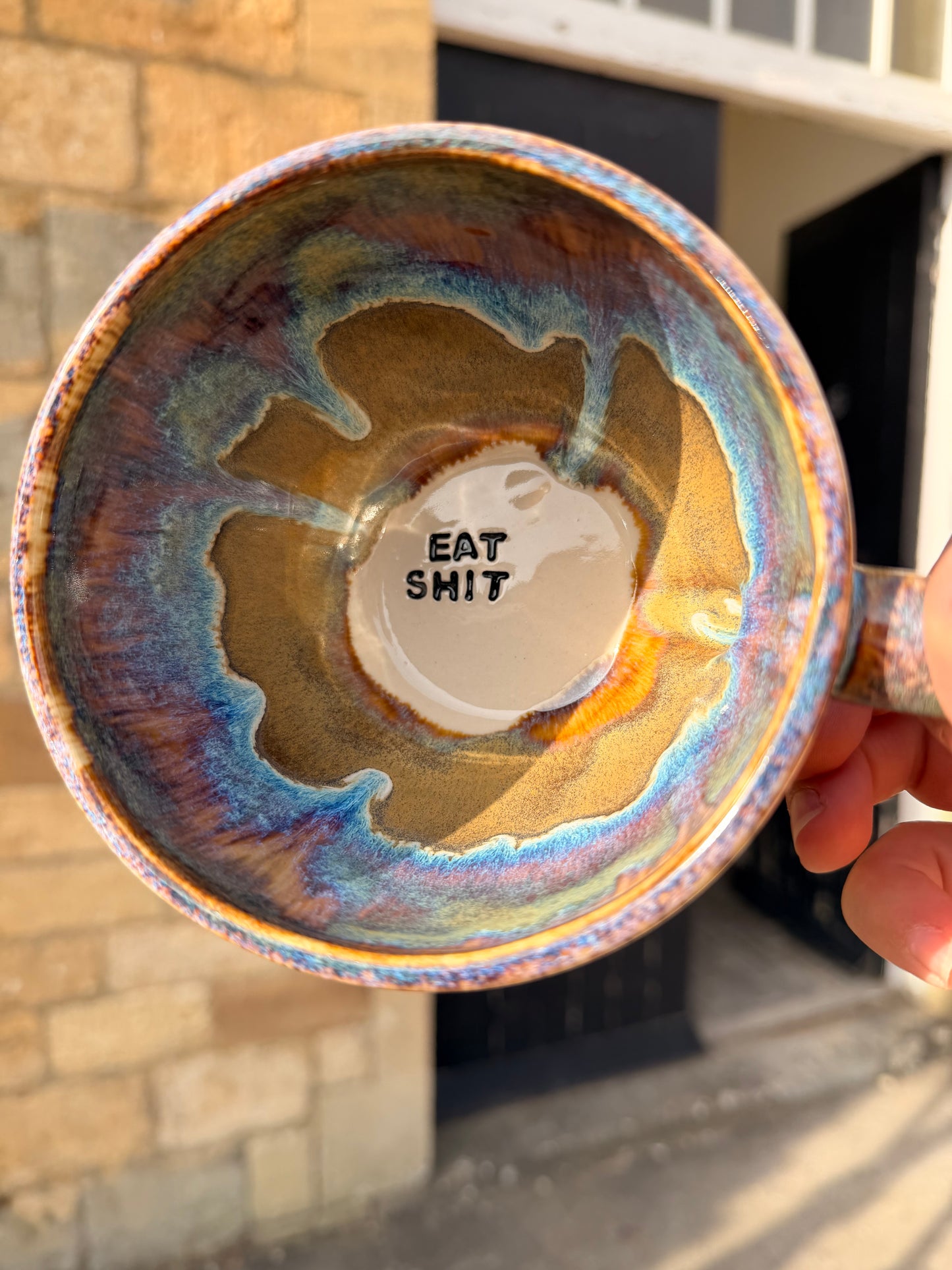 Handmade Sweary Jumbo Janice Mug  - EAT SHIT