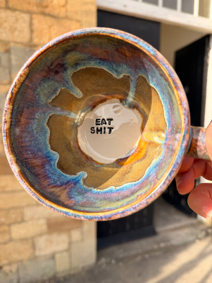 Handmade Sweary Jumbo Janice Mug  - EAT SHIT