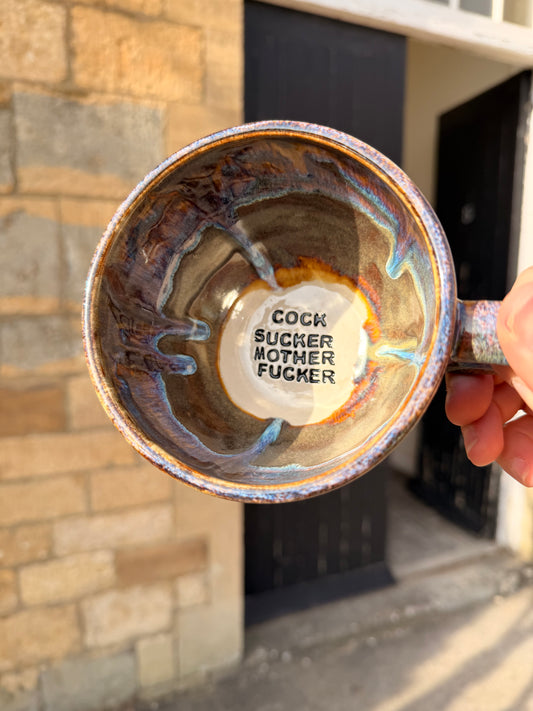 Handmade Sweary Jumbo Janice Mug  - COCK SUCKER MOTHER FUCKER