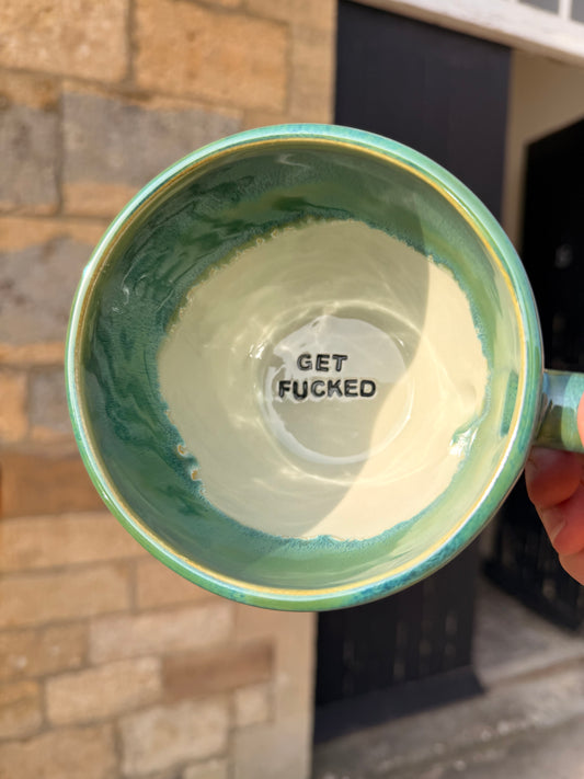 Handmade Sweary Jumbo Janice Mug  - GET FUCKED