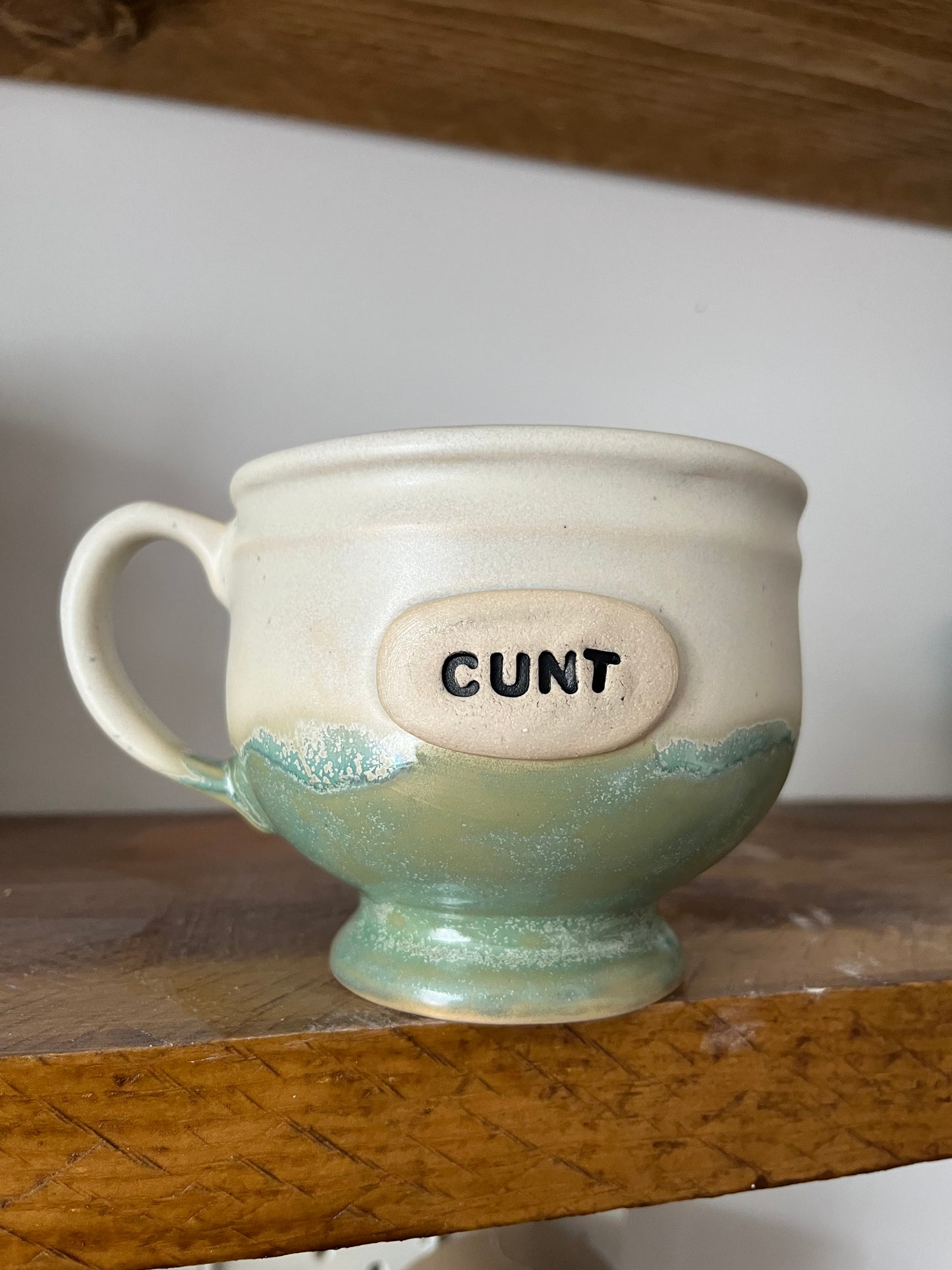 BRAND NEW SHAPE Handmade Sweary footed Mug  - CUNT