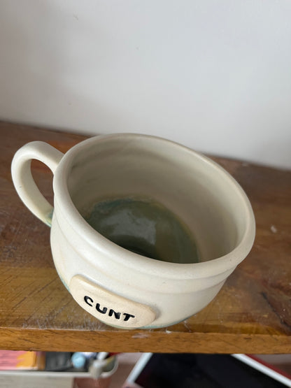 BRAND NEW SHAPE Handmade Sweary footed Mug  - CUNT
