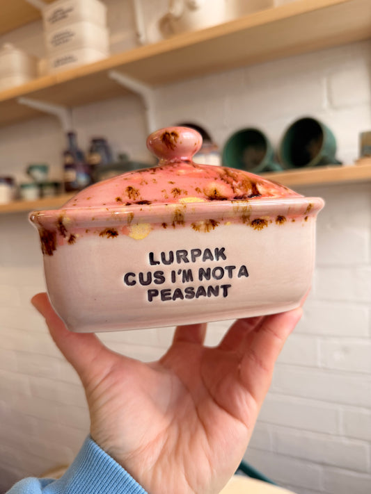 Handmade Pink Butter Dish - LURPAK, CUS I'M NOT A PEASANT