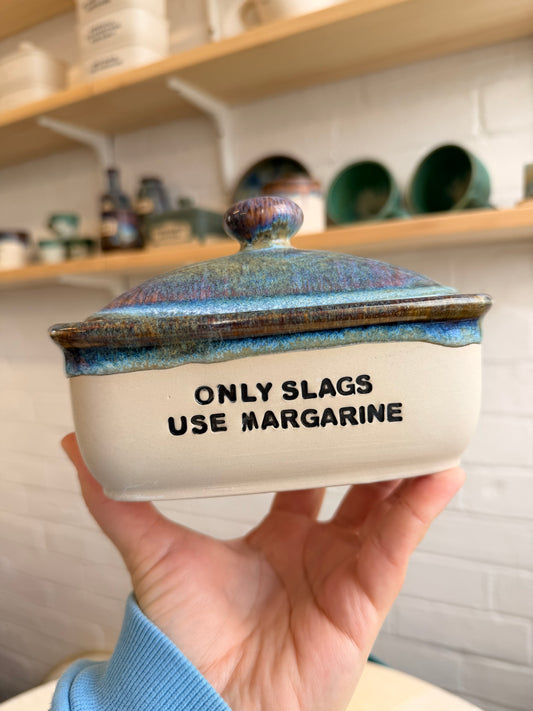 Handmade lightning Butter Dish - ONLY SLAGS USE MARGARINE