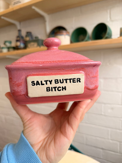 Handmade  Pink Butter Dish - SALTY BUTTER BITCH