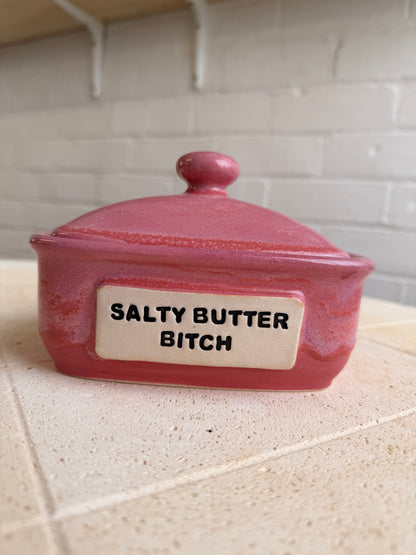 Handmade  Pink Butter Dish - SALTY BUTTER BITCH