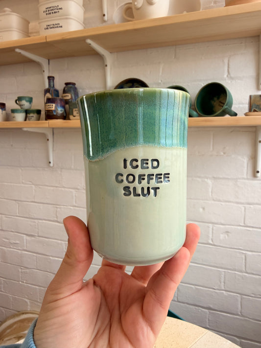 Handmade Sweary Ceramic Cup - ICED COFFEE CUNT