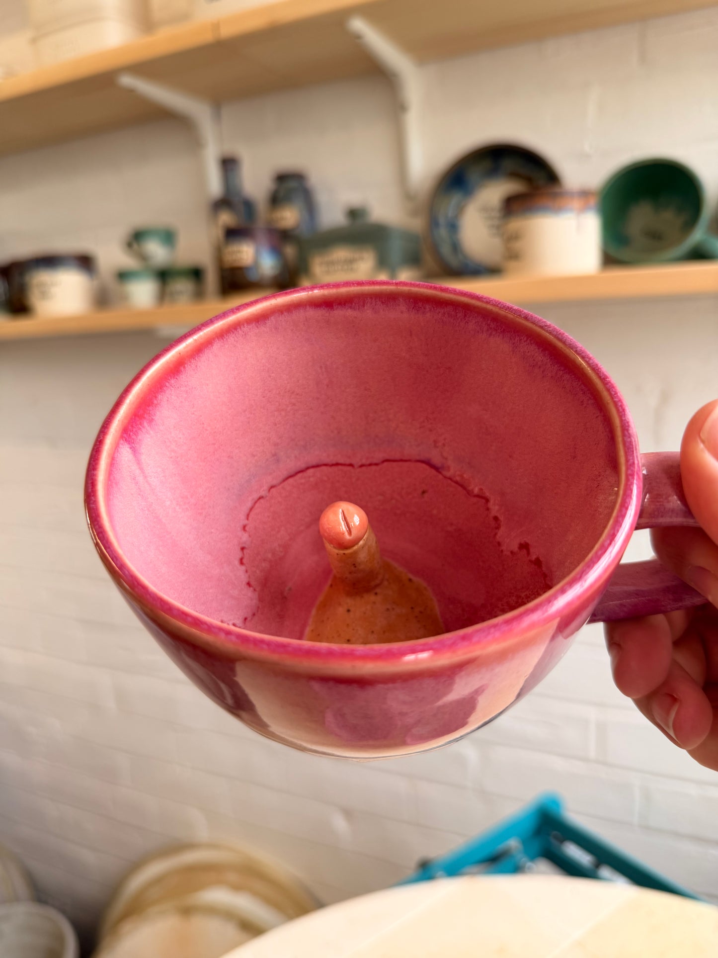 Handmade Pink Sausage Surprise Mug