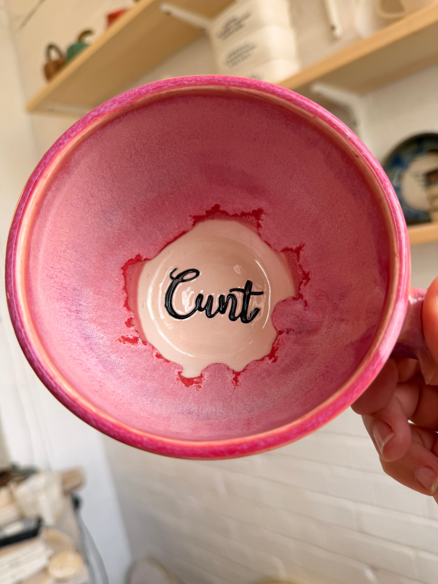 Handmade Sweary Jumbo Janice Mug  - CUNT (CURSIVE)