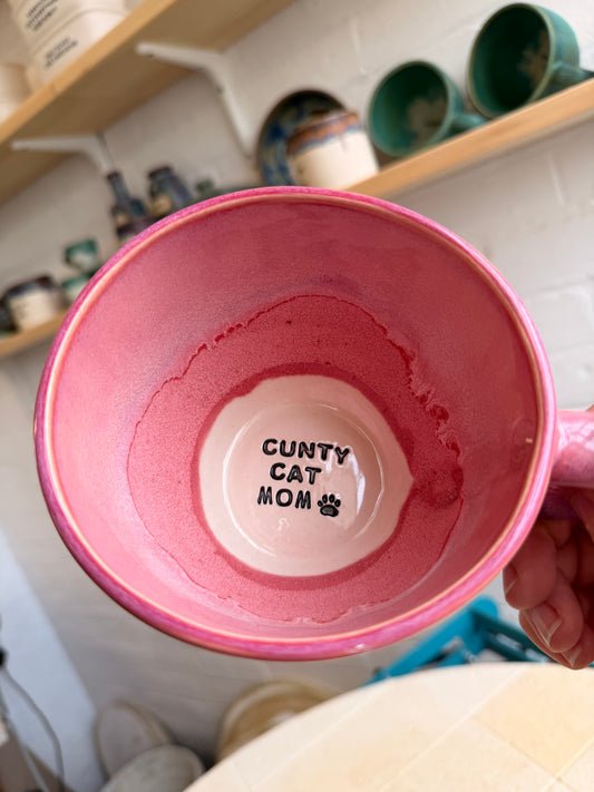 Handmade Sweary Jumbo Janice Mug  - CUNTY CAT MOM