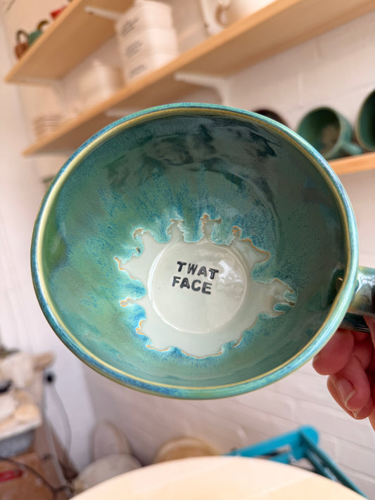 Handmade Sweary Jumbo Janice Mug  - TWAT FACE