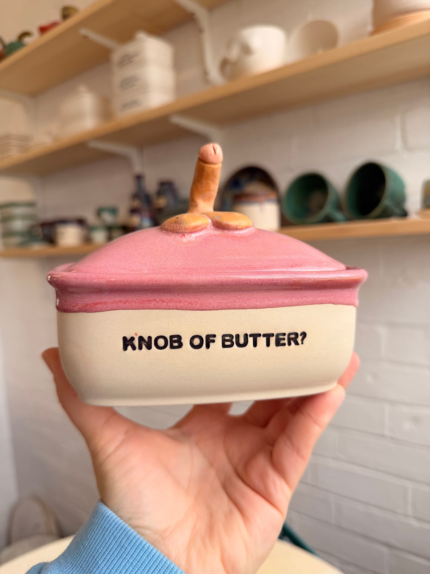 Handmade KNOB Butter Dish  - KNOB OF BUTTER?