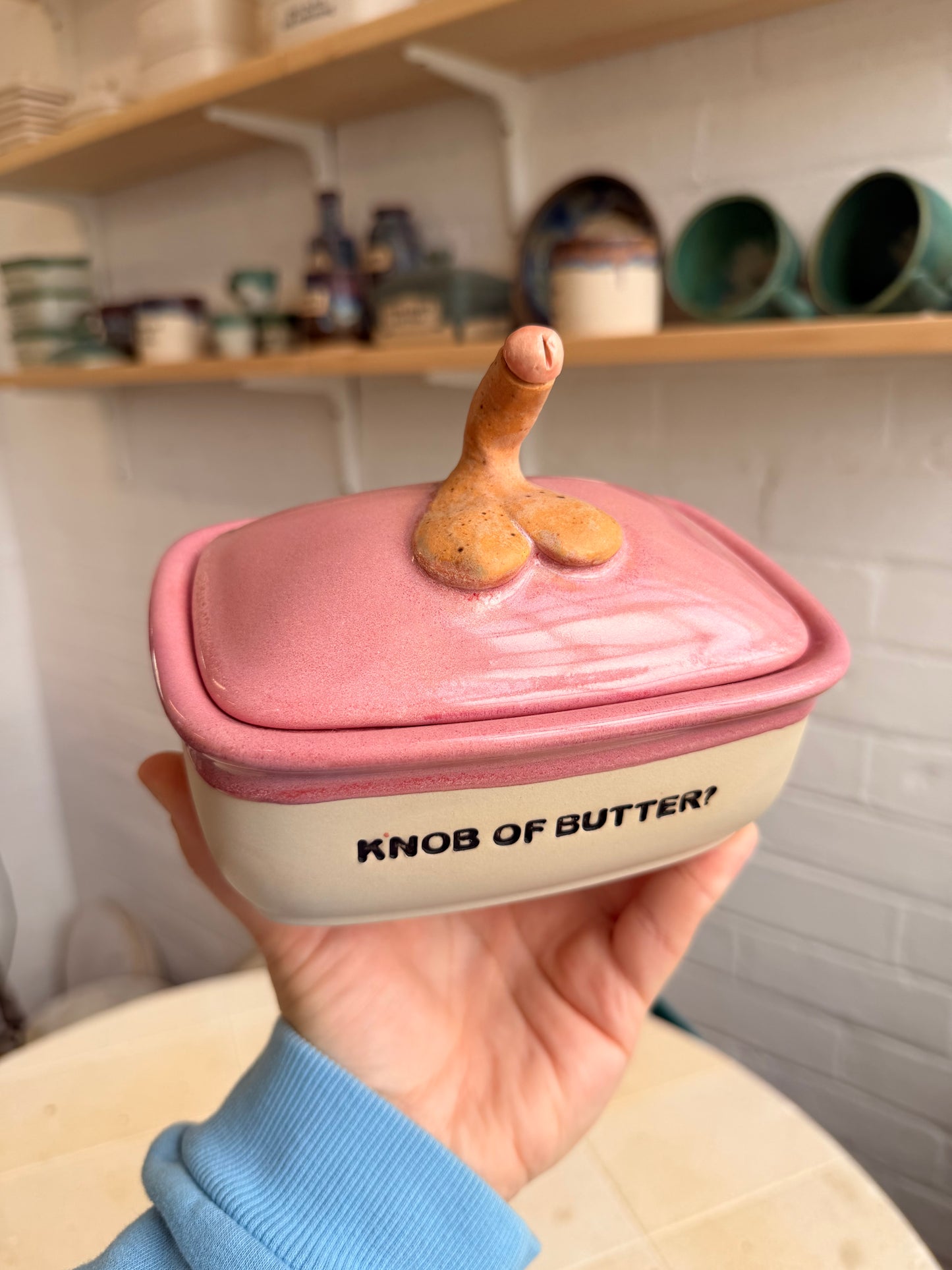 Handmade KNOB Butter Dish  - KNOB OF BUTTER?