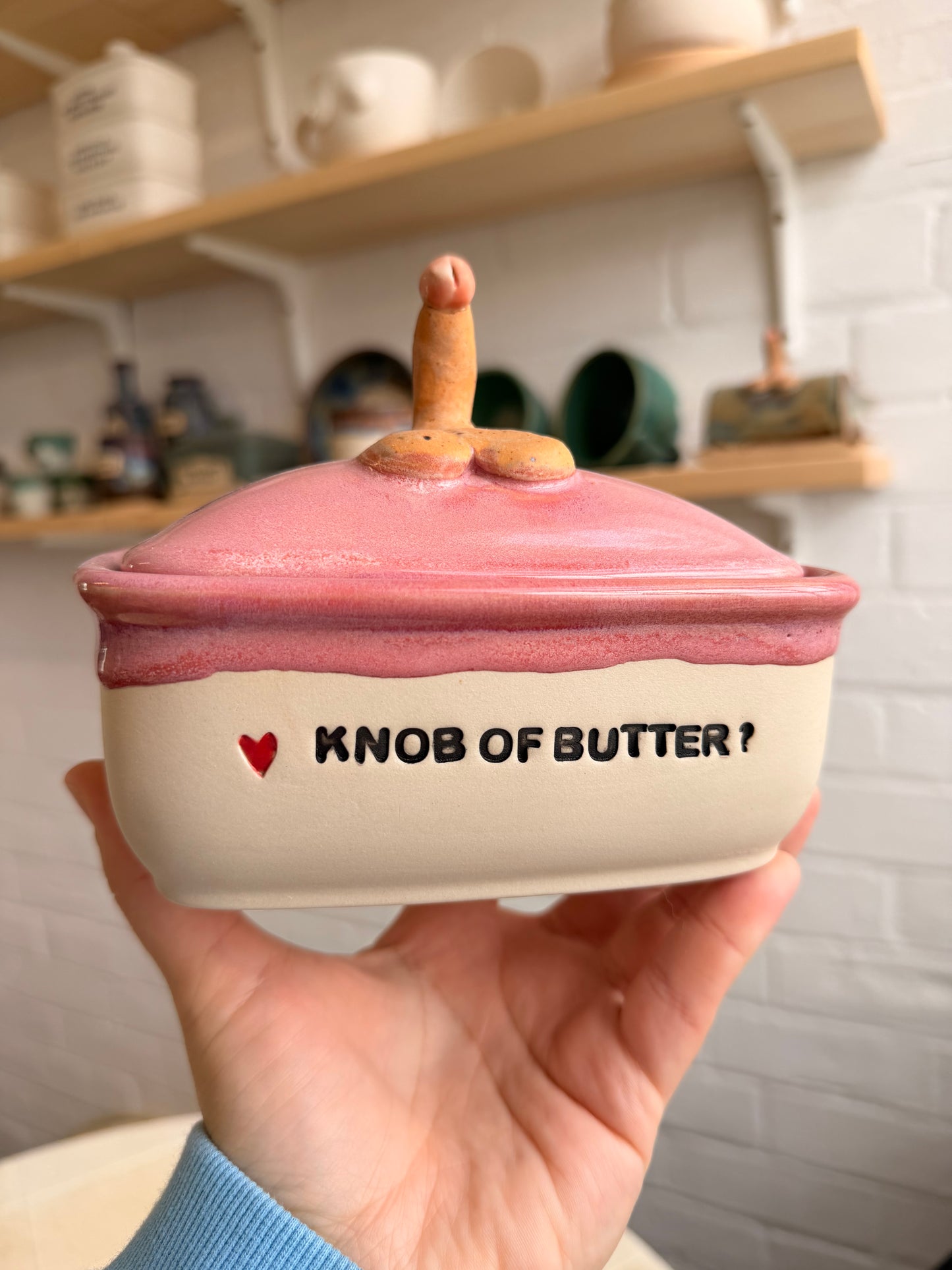 Handmade KNOB Butter Dish  - KNOB OF BUTTER?