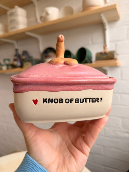 Handmade KNOB Butter Dish  - KNOB OF BUTTER?