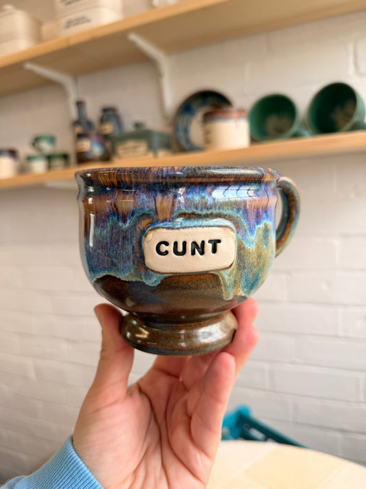 Handmade Sweary footed Mug  - CUNT (left handed)