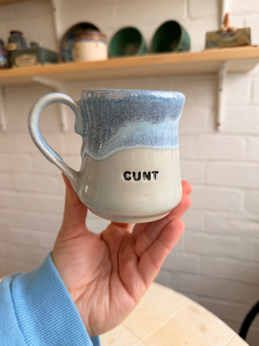 Handmade Sweary Miriam Mug Blue  - CUNT