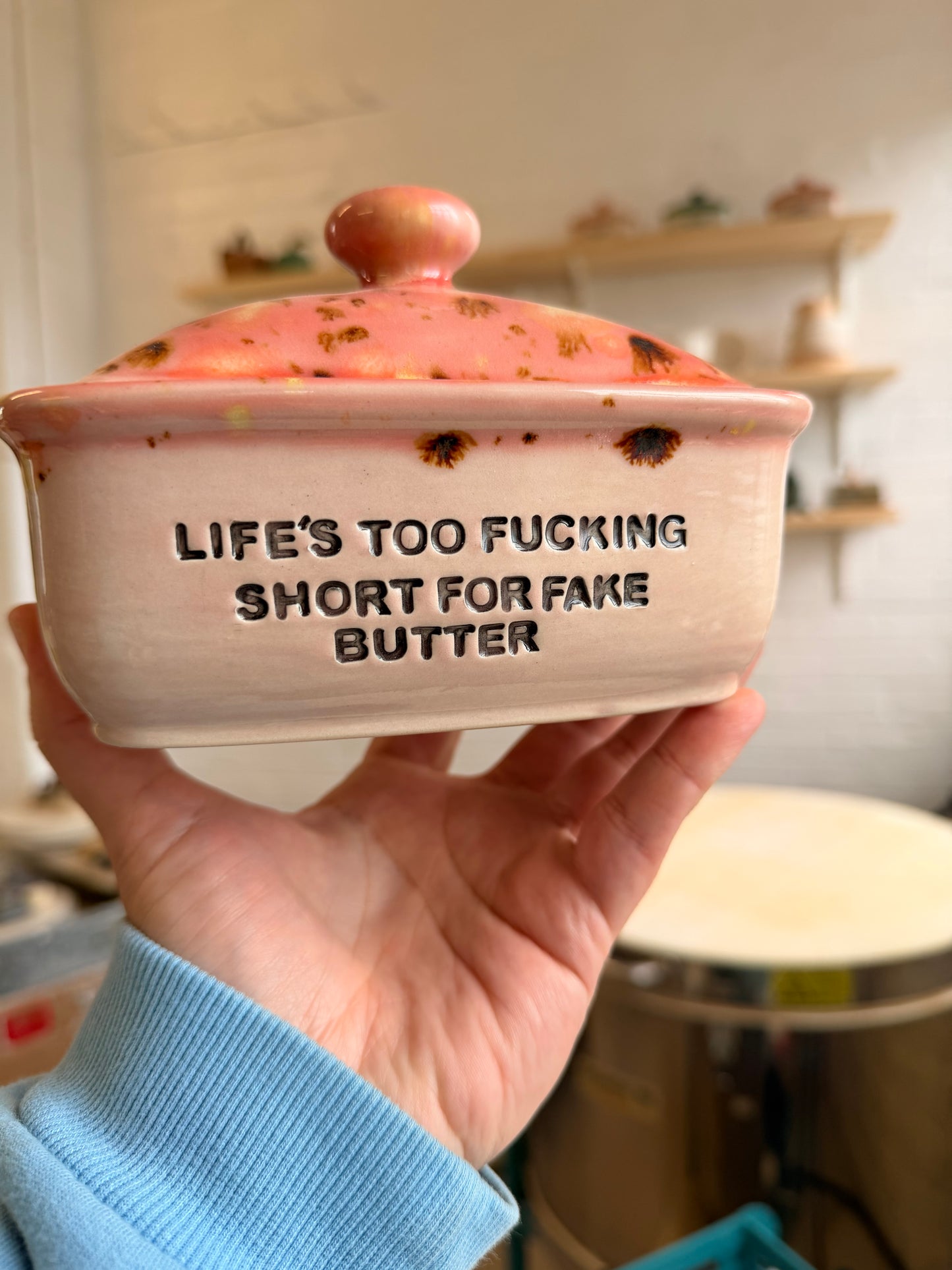 SECONDS Handmade Butter Dish Pink