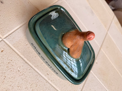 SECONDS Handmade KNOB Butter Dish  - KNOB OF BUTTER?