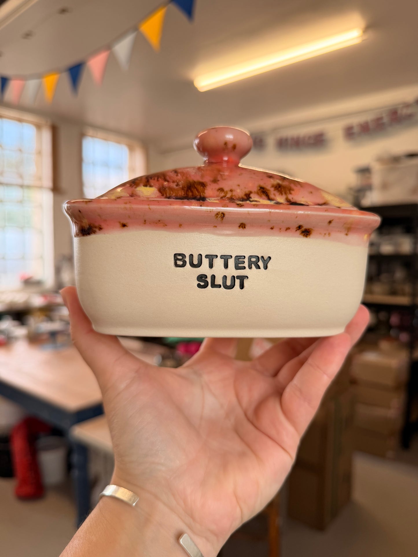 Handmade Pink Butter Dish - BUTTERY SLUT