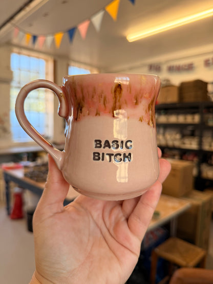 Handmade Sweary Miriam Mug Pink  - BASIC BITCH