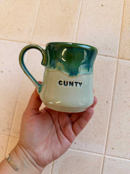 Handmade Sweary Miriam Mug Green - CUNTY