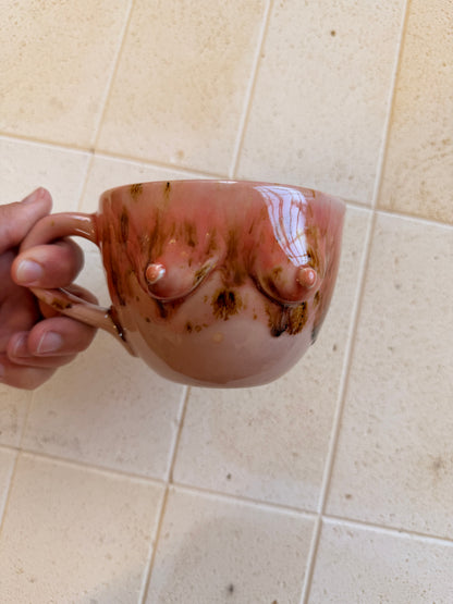 Handmade Speckled Pink Jumbo Boob Mug
