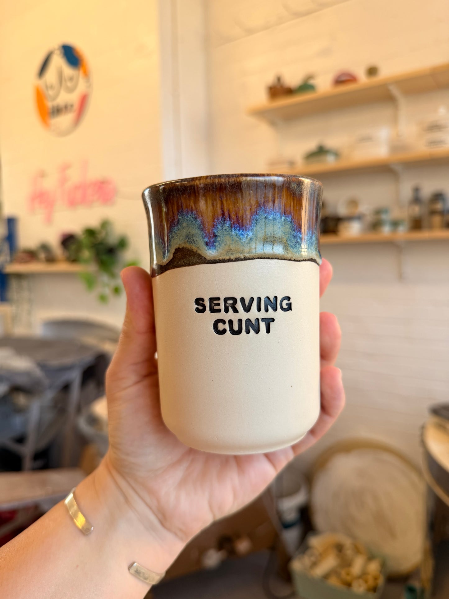 Handmade Sweary Ceramic Cup - SERVING CUNT