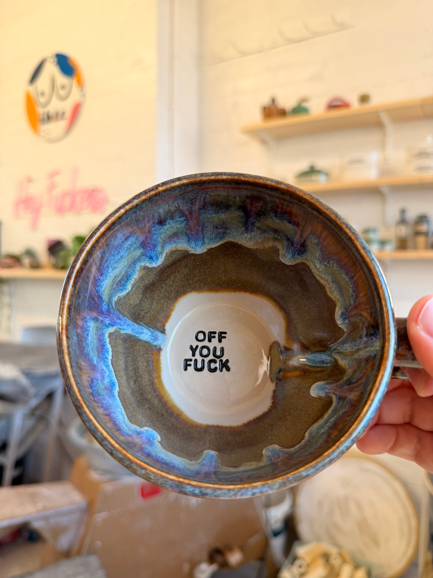 Handmade Sweary Jumbo Janice Mug  - OFF YOU FUCK
