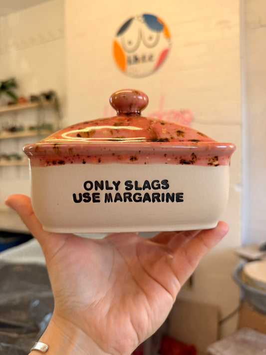 Handmade Peach Butter Dish - ONLY SLAGS USE MARGARINE