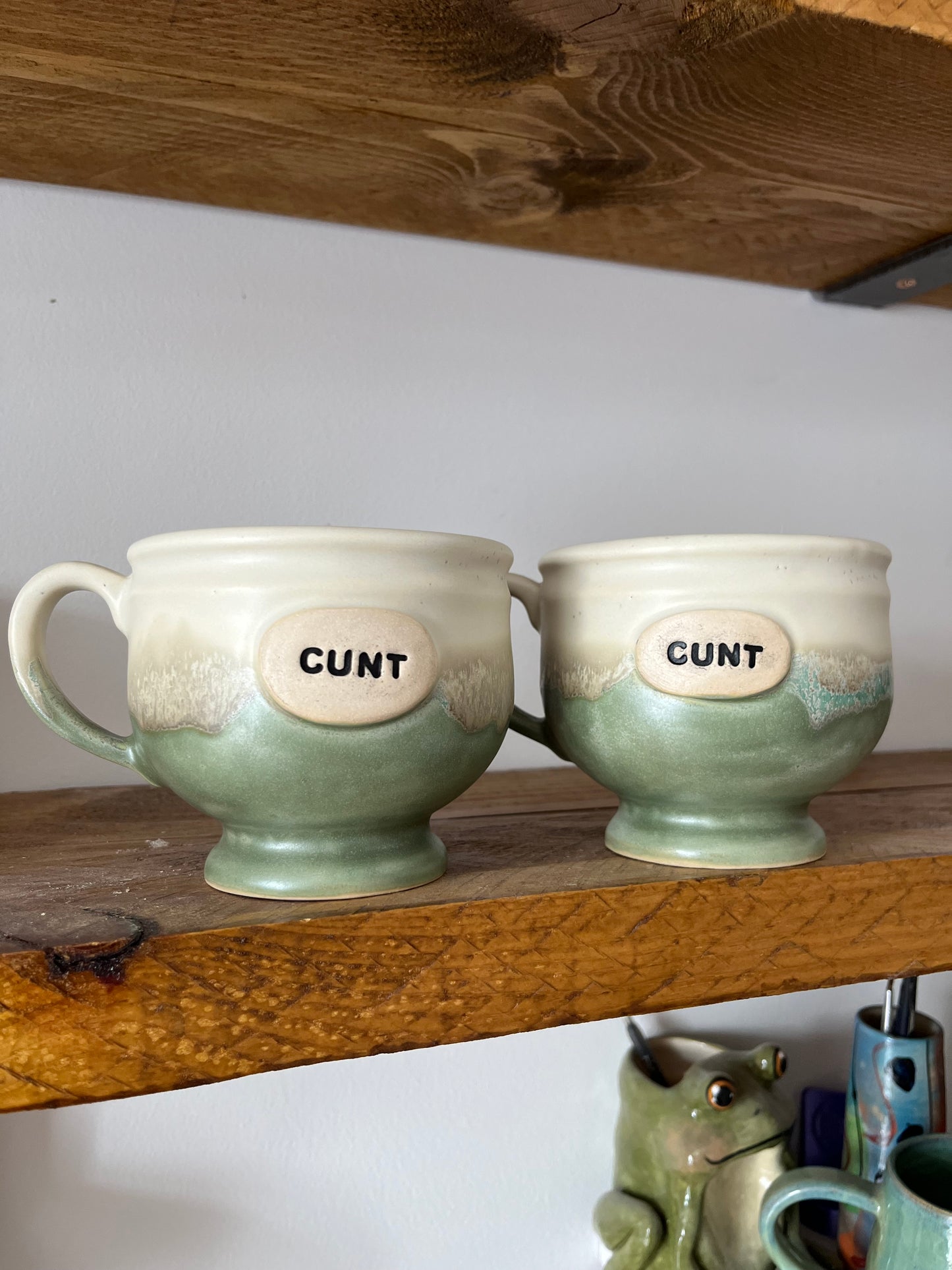BRAND NEW SHAPE Handmade Sweary footed Mug  - CUNT
