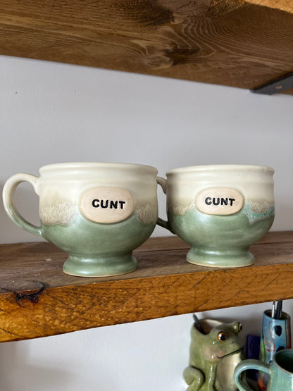 BRAND NEW SHAPE Handmade Sweary footed Mug  - CUNT