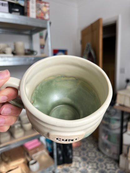 BRAND NEW SHAPE Handmade Sweary footed Mug  - CUNT